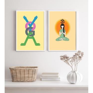 Imagem de Kit 2 Quadros Decorativos Yoga- Namastê 45X34Cm - Com Vidro