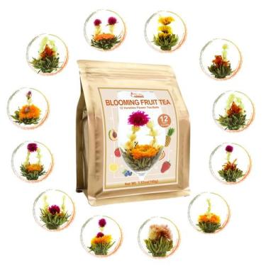 Imagem de Chá FullChea Blooming Flowering Tea 12 sabores de frutas 100g