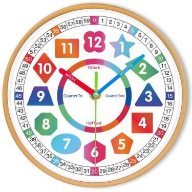 Imagem de Reloj de Pared AIRUIFU para Niños Enseñanza Silencioso Colorido 20 cm
