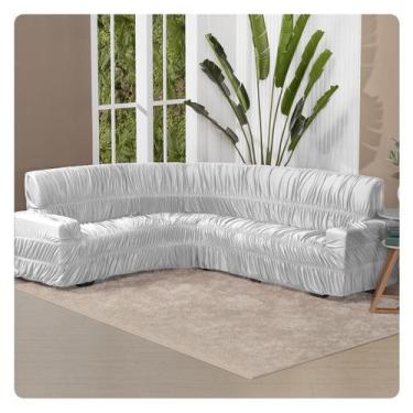 Imagem de Capa para Sofá de Canto 6 Lugares Elasticada Lisa Malha - LENHARO ENXO