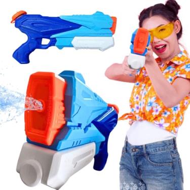 Imagem de Brinquedo lançador de água arminha d'agua pistola esguicha disparo triplo design ergonômico Aqua Shoot para final de ano brincadeiras ao ar livre verão festa natal gincana eventos