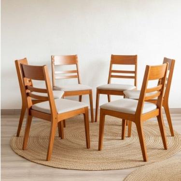 Imagem de Kit 6 Cadeiras Estofadas para Sala de Jantar Madeira Maciça Craft Garapa