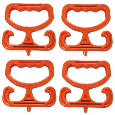 Imagem de Alça de transporte de supermercado com 4 unidades, ergonomia para aderência confortável, suporte de compras de plástico leve, design antiderrapante portátil para fácil transporte