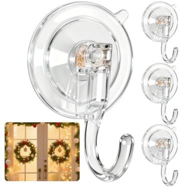 Imagem de HEYHOUSE Gancho de guirlanda, ganchos de guirlanda transparentes grandes com ventosa, 10 kg, decorações de Natal, outono, Halloween, guirlanda, cabide de porta para porta da frente, ambientes internos