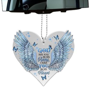 Imagem de Cabide de espelhos retrovisores de acrílico, pingentes de espelhos retrovisores de carro - Espelhos retrovisores em forma de coração Cabide de carro acrílico 2D,Decorações fofas para carros, acessório