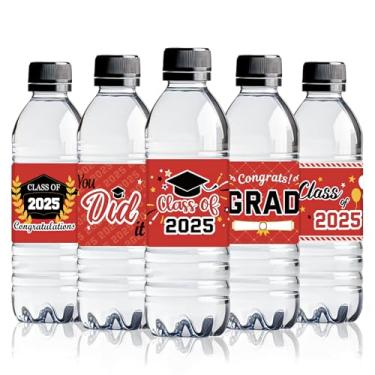 Imagem de Etiquetas de garrafas de água para decorações de formatura 2025 Adesivos de graduação de parabéns Classe de suprimentos de festa para ensino médio, faculdade, enfermagem, doutorado, celebração de