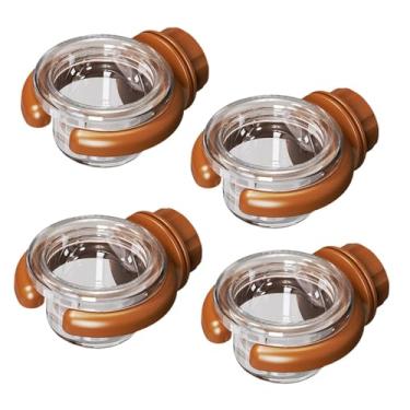 Imagem de WeiLaiKeQi Conjunto de 4 bebedouros para pássaros, decoração transparente, profissional, para pendurar em áreas externas, versáteis e resistentes, com, Marrom