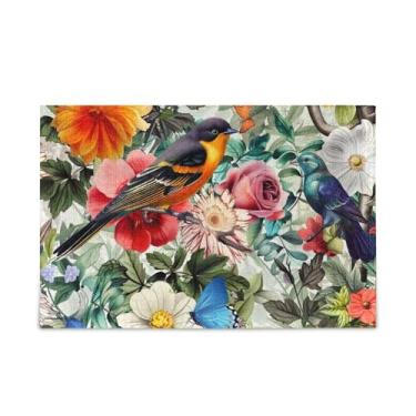 Imagem de WELLDAY Quebra-cabeça flor com pássaros coloridos 1000 peças grande jogo de arte para adultos adolescentes