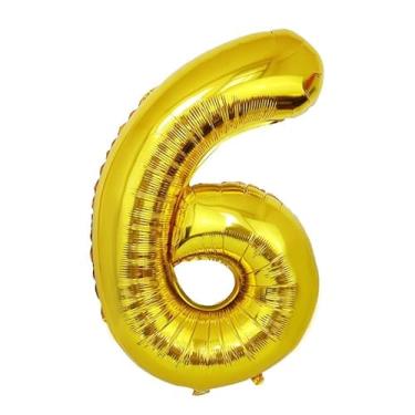 Imagem de Balão com número dourado de 101 cm para decoração de aniversário