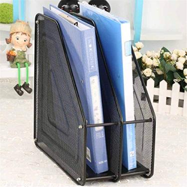 Imagem de LMJYU Suporte para documentos, duas caixas de arquivos de materiais de escritório, cerca de arame farpado, pasta de arquivos, suporte de exibição de arquivos em ângulos retos