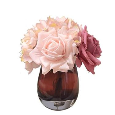 Imagem de LMJYU Flores artificiais para decoração flores artificiais arranjos de flores de seda rosa decoração de buquês de casamento conjunto de flores artificiais planta artificial flores artificiais