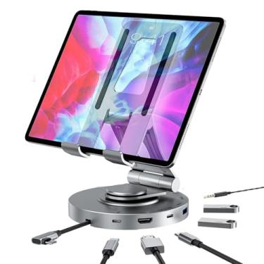 Imagem de Depisuta Suporte para Hub USB C, Estação de Acoplamento USB C Giratória 11 Em 1 360 ° Com HDMI 4K60 Hz, RJ45 Gigabit Ethernet, Auxiliar de 3,5 Mm, Leitor de Cartão SD TF, PD de 100 W