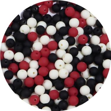 Imagem de 500 peças de contas redondas de acrílico fosco 8 mm contas espaçadoras com orifício para pulseira faça você mesmo, colar, brincos, chaveiro, suprimentos para fabricação de joias, artesanato artesanal