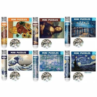 Imagem de Kit 6 Minis quebra-cabeças para adultos, 150 peças CADA, pequeno, de tubo de ensaio, micro quebra-cabeças difícil, decoração de casa, entretenimento