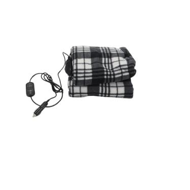 Imagem de Generic Cobertor de Aquecimento Elétrico, Cobertor de Viagem Aquecido para Carro de lã Aconchegante Com Temporizador para Acampamento Ao Ar Livre 59,06x43,31in (Xadrez Preto Listrado Branco)
