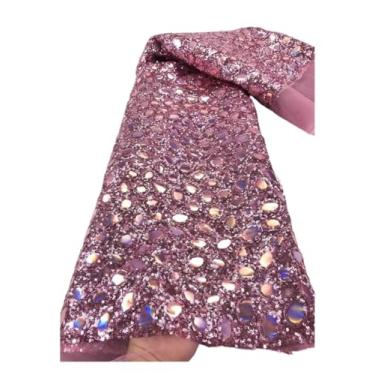Imagem de 5 Yards Drop Shape Sequin Fabric PET Embroidered Mesh for Wedding Dress Stage Decoration(Brightpowder)