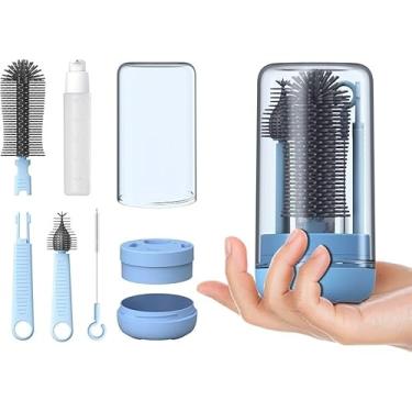 Imagem de Kit de Escovas de Silicone 4 em 1 para Limpeza de Copo Garrafa – Portátil, Perfect for Daily Cleaning & Hygiene Maintenance(Azul)
