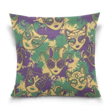 Imagem de Blueangle Capas de almofada de máscara de carnaval - 50 x 50 cm, decoração de férias de fazenda para sofá de casa (900)