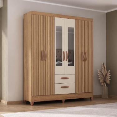 Imagem de Guarda Roupa Casal Canelato com Espelho 6 Portas 2 Gavetas Barcellona 