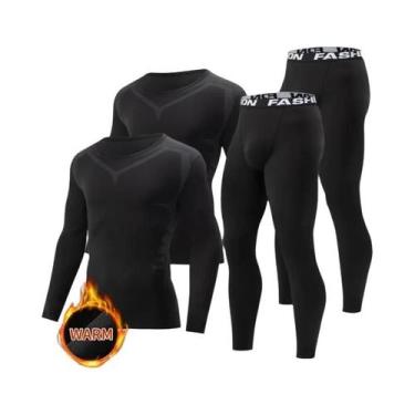 Imagem de Conjunto De Camisa Esportiva De Manga Longa Preta Para Fitness E Corri