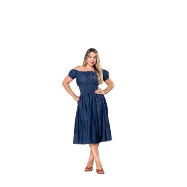 Imagem de Vestido Jeans Midi Solto com Regulagem e Cintura Elastex - Impacto Jea