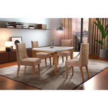 Imagem de Sala Jantar Liz 120 Tampo Mdf Com 4 Cadeiras Safira Rufato Animale Chocolate Off White Imbuia
