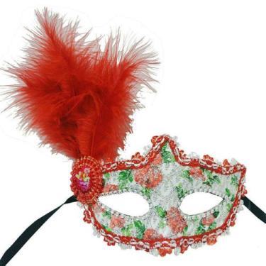 Imagem de Máscara Red Feather Half Face Blinder Fantasia de Halloween - yiweisai