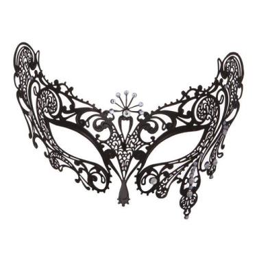 Imagem de Máscara de cosplay ultrafina de metal de meia face com strass - yiweis