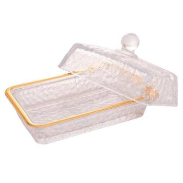 Imagem de Manteigueira Lyor Petra de Cristal com Fio de Ouro 17cm