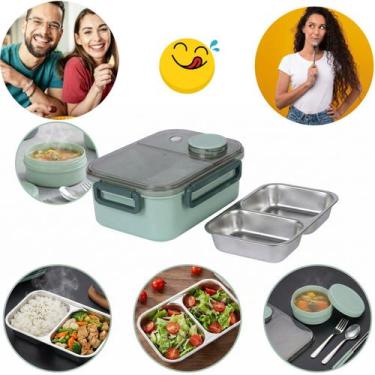 Imagem de Pote Marmita Térmica Divisórias Talher Bandeja em Aço inox - Tesla Sto
