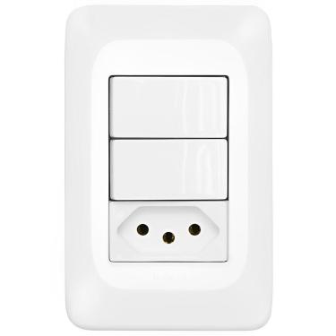 Imagem de 2 Interruptores Simples + 1 Tomada 2p+t 10 Ampères 4x2 Pial Pop Lgx113 Pial 2 Interrup Simples +