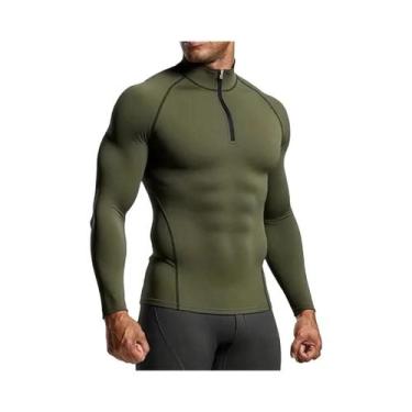 Imagem de Camiseta De Compressão Masculina Slim Fit De Manga Longa Para Fitness,