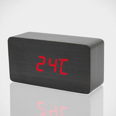 Imagem de Relogio De Mesa Digital Tipo Madeira Com Despertador Cor:cinza