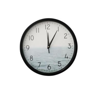 Imagem de Relógio De Parede De Plástico 30CM Com A Estampa Mar - Amigold, PRETO