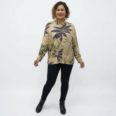 Imagem de Blusa Feminina Manga Longa Estampada com Botões e Bolso - - Sarat Moda