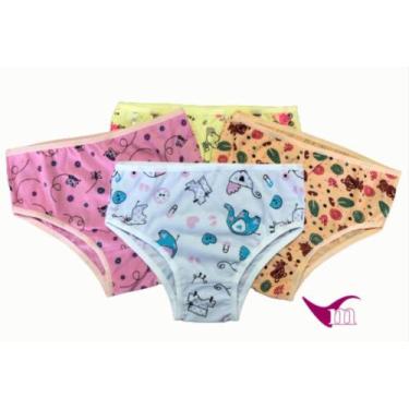 Imagem de 3 Unidades Estampadas Sortidas Calcinha Infantil 100 Algodão - REF.010