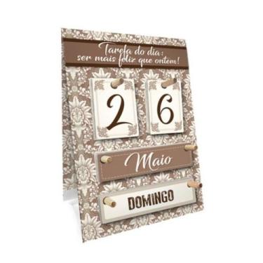 Imagem de Calendario Permanente De Mesa Floral Marrom 26x18 C1 - Zenir Presentes