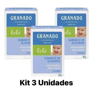 Imagem de Kit 3 Unidades Sabonete Glicerina Granado Bebê Lavanda 90g