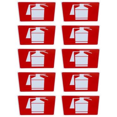 Imagem de KIT COMBO 10 Placa de Sinalização EXTINTOR 20X20 CM VERMELHA - ASELETR