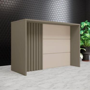 Imagem de Bancada Ilha Gourmet 146cm 100% MDF com Ripado Duna/Cristal Connect - 