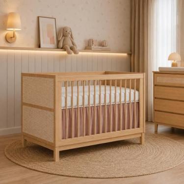 Imagem de Berço Infantil Indy Quater 2 em 1 Vira Mini Cama com Palhinha Natural 
