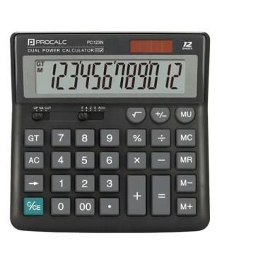 Imagem de Calculadora De Mesa Procalc Visor Grande 12 Dig Pc123n Preto - Prolac