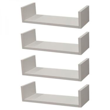 Imagem de Kit 4 Prateleiras U 40 X 15cm Branca Suporte Invisível