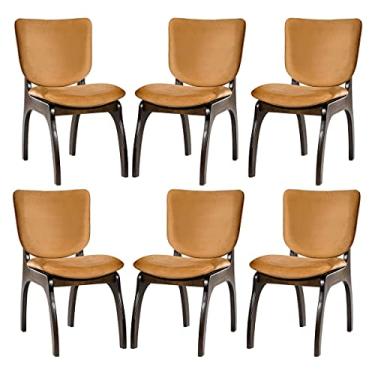 Imagem de Kit 6 Cadeiras Estofadas em Madeira Maciça Tabaco 44 x 86 Cm Irlanda Suede Terracota L79 - RMI