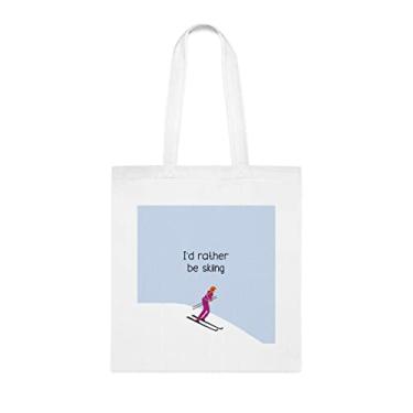 Imagem de Bolsa feminina para esquiar, bolsa feminina para esquiar, presente para mulher esquiando, bolsa de ombro feminina para esquiar, bolsas reutilizáveis para mulheres esquiando, ideia de presente para cesta de Natal de aniversário, Branco