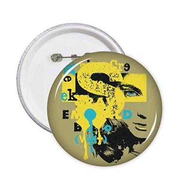 Imagem de Broche feminino Graffiti Street amarelo azul preto broche crachá botão decoração acessório 5 peças