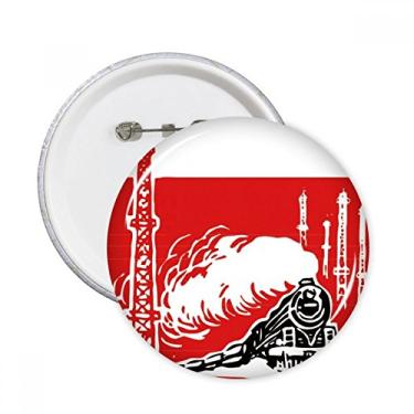 Imagem de China Train Tower Steam Red Pinos redondos Emblema Botão Decoração Acessório 5 peças