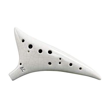 Imagem de Ocarina, Romacci 12 furos Warped-tail Ceramic Ocarina Alto C instrumento musical pintado à mão com cordão Bolsa protetora de partitura musical para amante de música e aprendiz