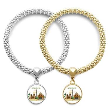 Imagem de DIYthinker Cidade Castelo da Etiópia Lover Pulseira Pingente Joias Presente de Casal