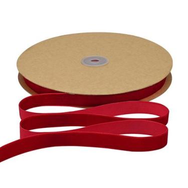 Imagem de Fita de Veludo Vermelho Simplegoal - 1,6cm x 22,86m - Ideal para Artes